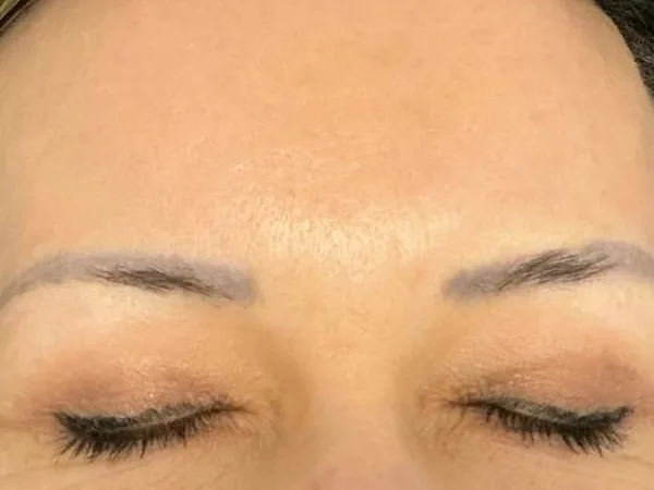 Before: a guest's brows, before permanent makeup