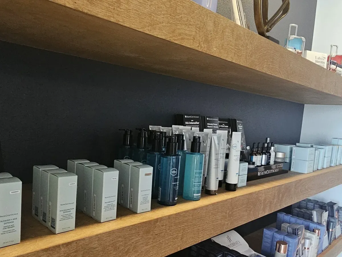 Medical-grade skincare shelves at Eternal MedSpa Sarasota